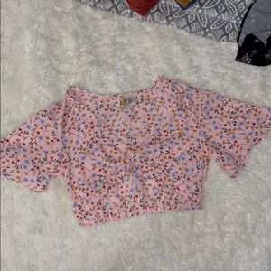 Pink flower crop top